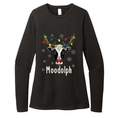 Funny Moodolph Ugly Christmas Cow Farmer Pun Womens CVC Long Sleeve Shirt