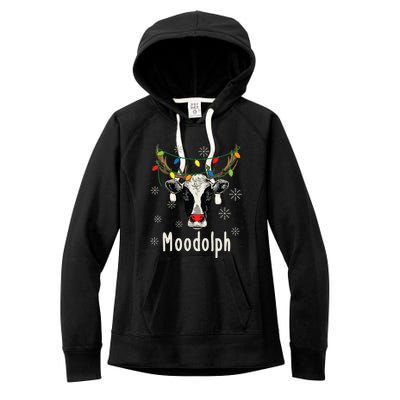 Funny Moodolph Ugly Christmas Cow Farmer Pun Women's Fleece Hoodie