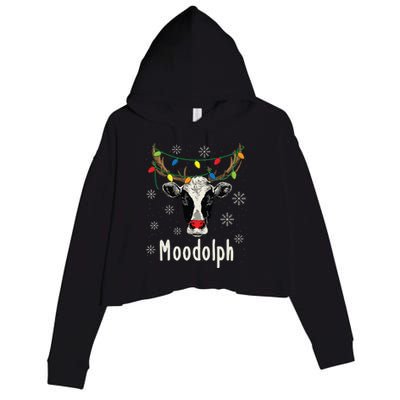 Funny Moodolph Ugly Christmas Cow Farmer Pun Crop Fleece Hoodie