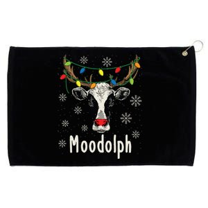 Funny Moodolph Ugly Christmas Cow Farmer Pun Grommeted Golf Towel