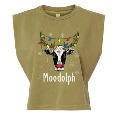 Funny Moodolph Ugly Christmas Cow Farmer Pun Garment-Dyed Women's Muscle Tee