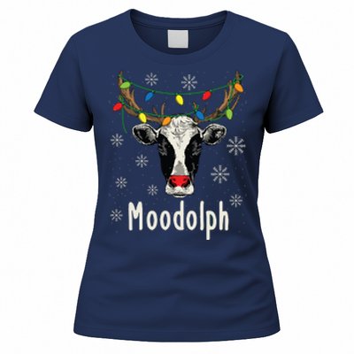 Funny Moodolph Ugly Christmas Cow Farmer Pun Women's T-Shirt