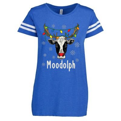 Funny Moodolph Ugly Christmas Cow Farmer Pun Enza Ladies Jersey Football T-Shirt