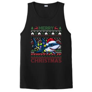 Funny Merry Ugly Christmas Shark Santa Hat Lights Xmas Gift PosiCharge Competitor Tank