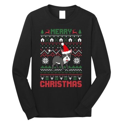 Funny Merry Ugly Christmas Sweater French Bulldog Santa Hat Long Sleeve Long Sleeve Shirt