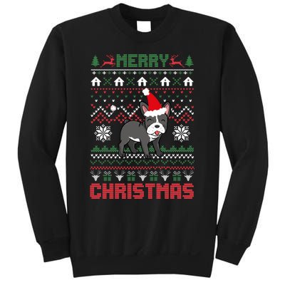 Funny Merry Ugly Christmas Sweater French Bulldog Santa Hat Long Sleeve Sweatshirt