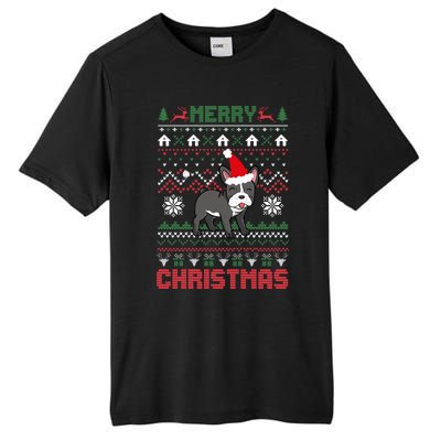 Funny Merry Ugly Christmas Sweater French Bulldog Santa Hat Long Sleeve Tall Fusion ChromaSoft Performance T-Shirt