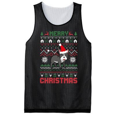 Funny Merry Ugly Christmas Sweater French Bulldog Santa Hat Long Sleeve Mesh Reversible Basketball Jersey Tank