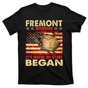 Fremont Michigan Usa Flag T-Shirt