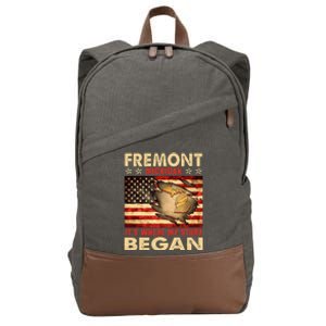 Fremont Michigan Usa Flag Cotton Canvas Backpack