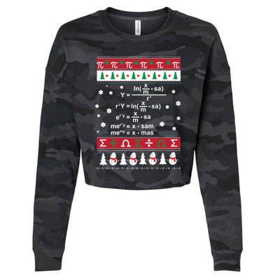 Funny Math Ugly Christmas Gift Merry Xmas In Math Equation Funny Gift Cropped Pullover Crew