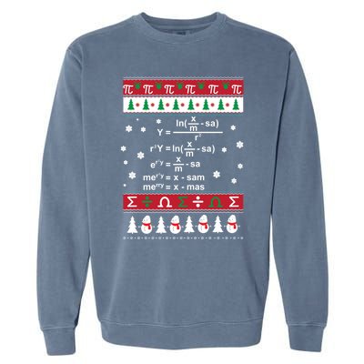 Funny Math Ugly Christmas Gift Merry Xmas In Math Equation Funny Gift Garment-Dyed Sweatshirt