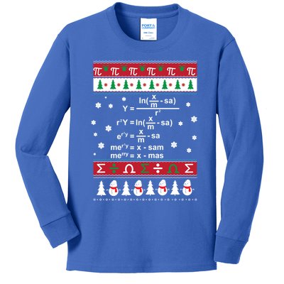 Funny Math Ugly Christmas Gift Merry Xmas In Math Equation Funny Gift Kids Long Sleeve Shirt