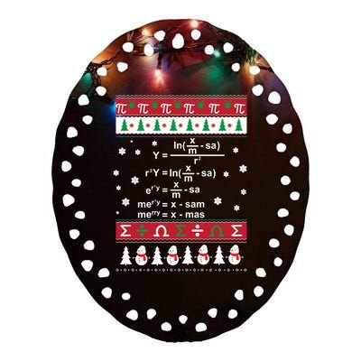 Funny Math Ugly Christmas Gift Merry Xmas In Math Equation Funny Gift Ceramic Oval Ornament