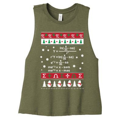 Funny Math Ugly Christmas Gift Merry Xmas In Math Equation Funny Gift Women's Racerback Cropped Tank