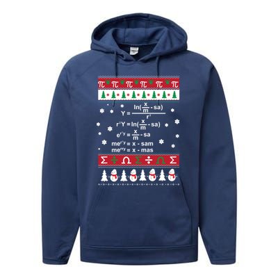 Funny Math Ugly Christmas Gift Merry Xmas In Math Equation Funny Gift Performance Fleece Hoodie