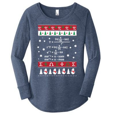 Funny Math Ugly Christmas Gift Merry Xmas In Math Equation Funny Gift Women's Perfect Tri Tunic Long Sleeve Shirt