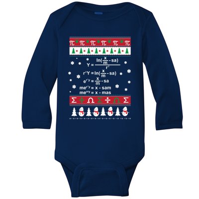 Funny Math Ugly Christmas Gift Merry Xmas In Math Equation Funny Gift Baby Long Sleeve Bodysuit