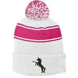 Funny Military Unicorn 4th Of July, Cute Camo Army Unicorn Stripe Pom Pom Beanie