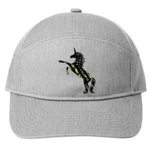 Funny Military Unicorn 4th Of July, Cute Camo Army Unicorn 7-Panel Snapback Hat