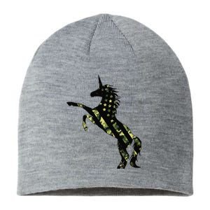 Funny Military Unicorn 4th Of July, Cute Camo Army Unicorn Sustainable Beanie