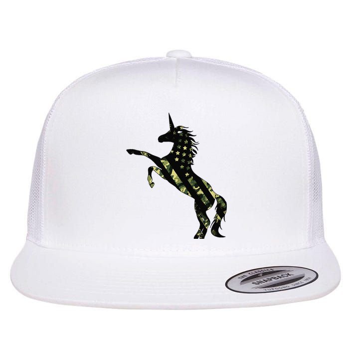 Funny Military Unicorn 4th Of July, Cute Camo Army Unicorn Flat Bill Trucker Hat