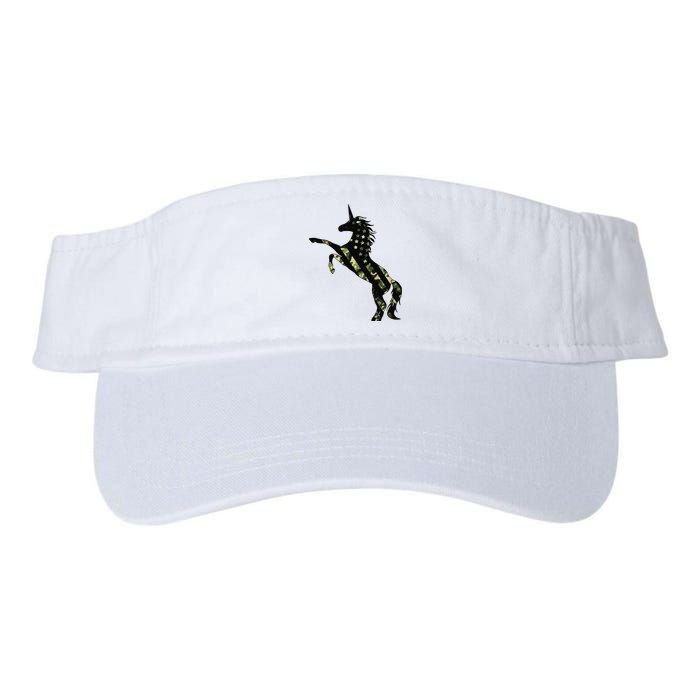 Funny Military Unicorn 4th Of July, Cute Camo Army Unicorn Valucap Bio-Washed Visor