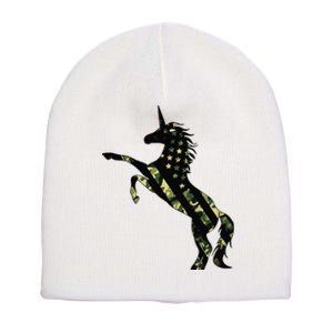 Funny Military Unicorn 4th Of July, Cute Camo Army Unicorn Short Acrylic Beanie