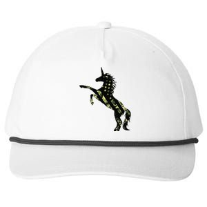 Funny Military Unicorn 4th Of July, Cute Camo Army Unicorn Snapback Five-Panel Rope Hat