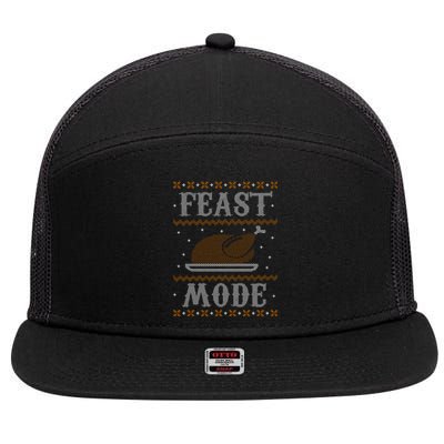 Feast Mode Ugly Sweater Thanksgiving Dinner 7 Panel Mesh Trucker Snapback Hat