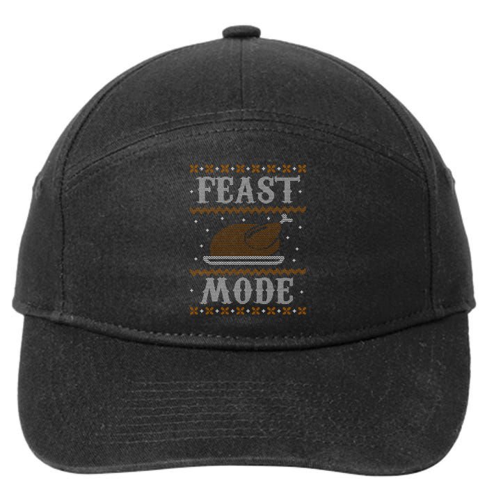 Feast Mode Ugly Sweater Thanksgiving Dinner 7-Panel Snapback Hat