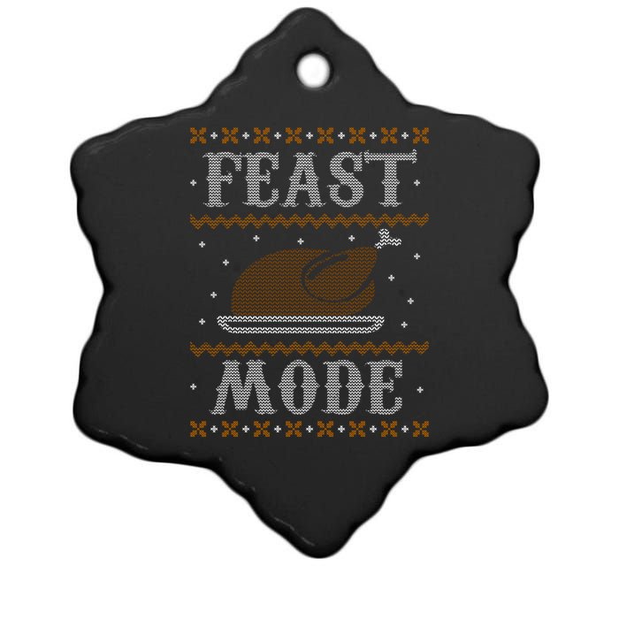 Feast Mode Ugly Sweater Thanksgiving Dinner Ceramic Star Ornament