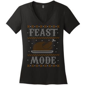 Feast Mode Ugly Sweater Thanksgiving Dinner Women's V-Neck T-Shirt