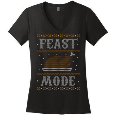 Feast Mode Ugly Sweater Thanksgiving Dinner Women's V-Neck T-Shirt