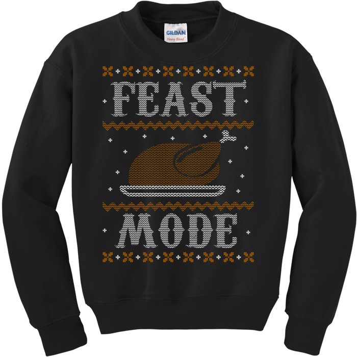 Feast Mode Ugly Sweater Thanksgiving Dinner Kids Sweatshirt