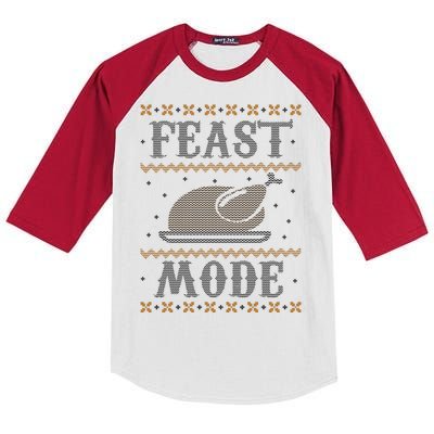 Feast Mode Ugly Sweater Thanksgiving Dinner Kids Colorblock Raglan Jersey