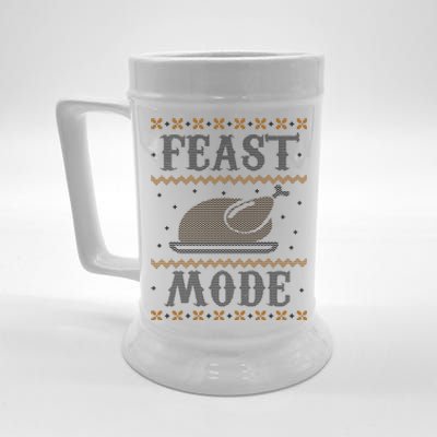 Feast Mode Ugly Sweater Thanksgiving Dinner Beer Stein