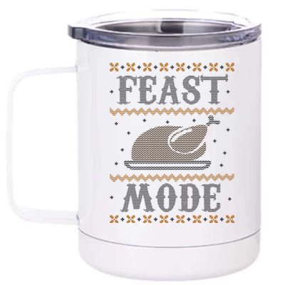 Feast Mode Ugly Sweater Thanksgiving Dinner 12 oz Stainless Steel Tumbler Cup