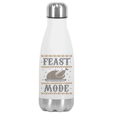 Feast Mode Ugly Sweater Thanksgiving Dinner Stainless Steel Insulated Water Bottle