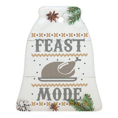 Feast Mode Ugly Sweater Thanksgiving Dinner Ceramic Bell Ornament