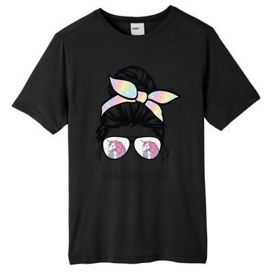 Funny Mamacorn Unicorn Costume Mom Messy Hair Bun Mother Day Tall Fusion ChromaSoft Performance T-Shirt