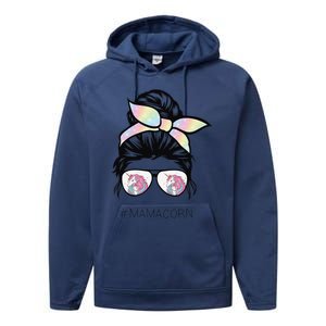 Funny Mamacorn Unicorn Costume Mom Messy Hair Bun Mother Day Performance Fleece Hoodie