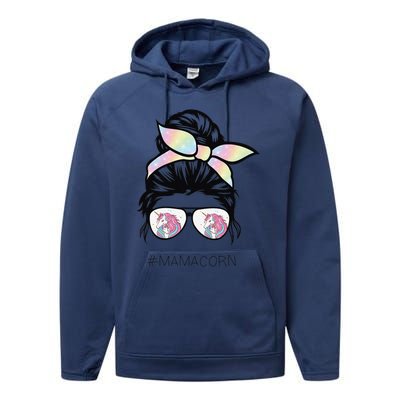 Funny Mamacorn Unicorn Costume Mom Messy Hair Bun Mother Day Performance Fleece Hoodie