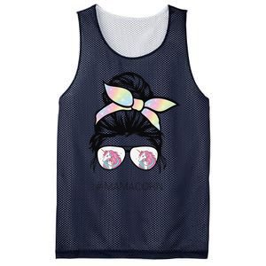 Funny Mamacorn Unicorn Costume Mom Messy Hair Bun Mother Day Mesh Reversible Basketball Jersey Tank