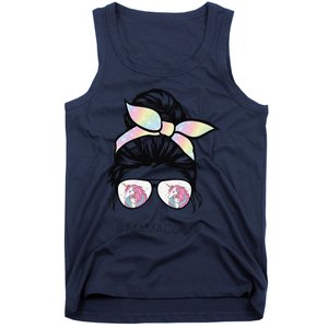 Funny Mamacorn Unicorn Costume Mom Messy Hair Bun Mother Day Tank Top