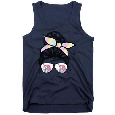 Funny Mamacorn Unicorn Costume Mom Messy Hair Bun Mother Day Tank Top