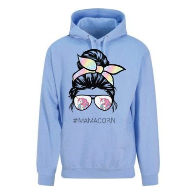 Funny Mamacorn Unicorn Costume Mom Messy Hair Bun Mother Day Unisex Surf Hoodie