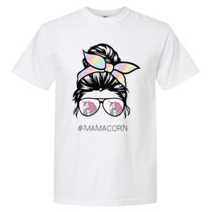 Funny Mamacorn Unicorn Costume Mom Messy Hair Bun Mother Day Garment-Dyed Heavyweight T-Shirt