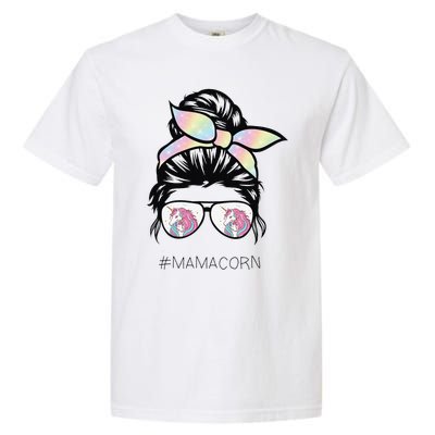 Funny Mamacorn Unicorn Costume Mom Messy Hair Bun Mother Day Garment-Dyed Heavyweight T-Shirt