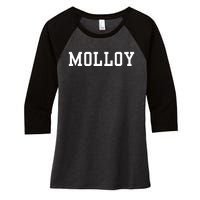 Funny Molloy University Women's Tri-Blend 3/4-Sleeve Raglan Shirt